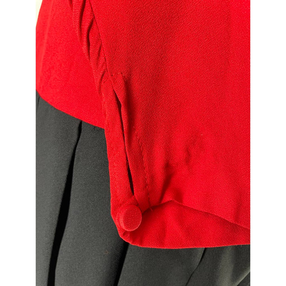 Diane Von Furstenberg Vintage Drop Waist Pleated Dress Red Black Size 8 - Picture 9 of 11